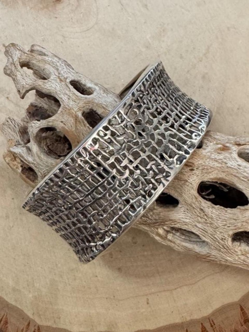 Silpada Woven Mesh Cuff Bracelet Oxidized 925 Sterling Silver